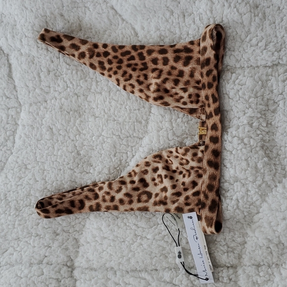 Monica Hansen Other - Monica Hansen Babe Watch Leopard Suede Deep U Halter Bikini Top
